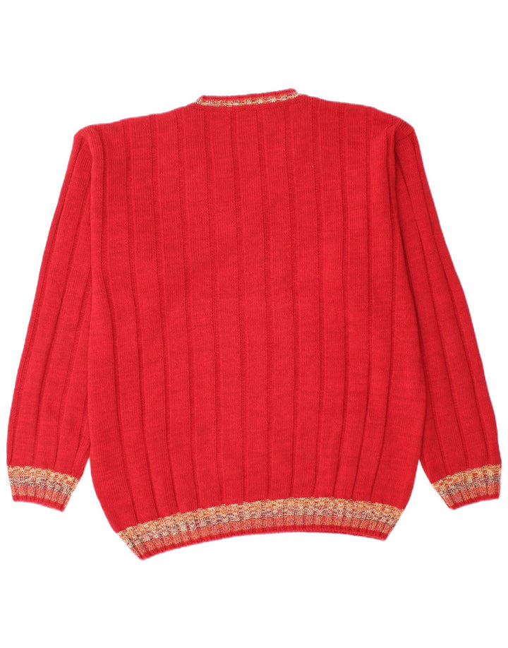 Maglione da uomo con scollo a V Dardano 2XL in lana rossa