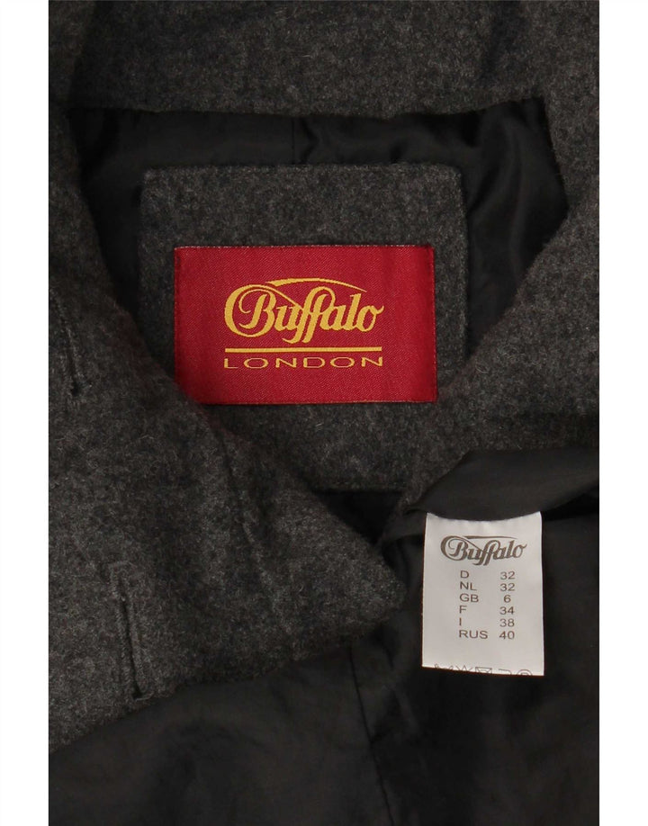 Cappotto doppiopetto da donna Buffalo UK 6 XS lana screziata grigia