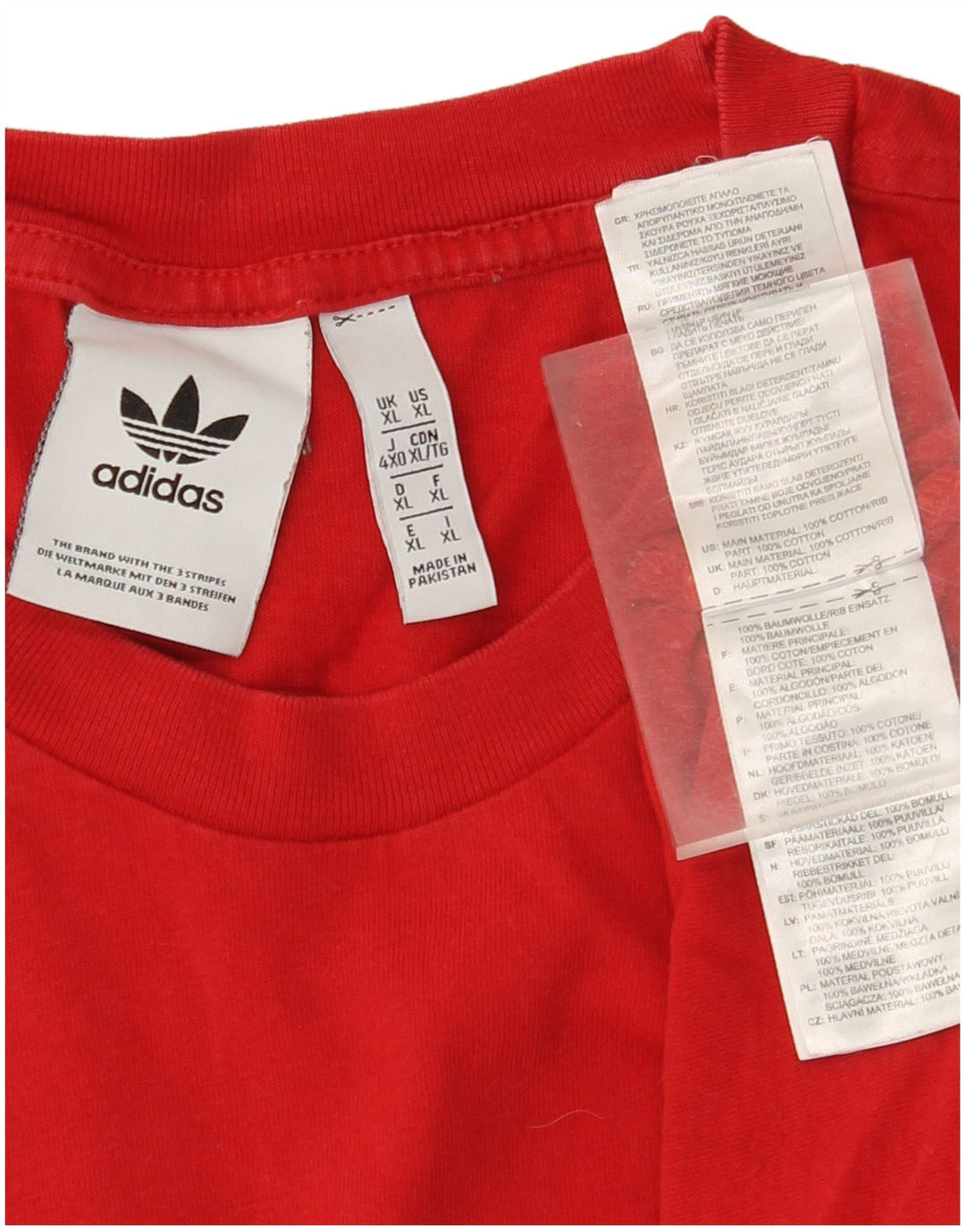 T-shirt grafica da uomo ADIDAS Top XL in cotone color block rosso