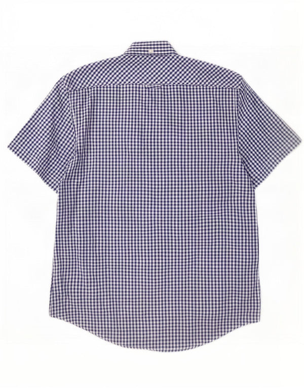 Camicia a maniche corte da uomo Ben Sherman in cotone a quadretti blu navy medio