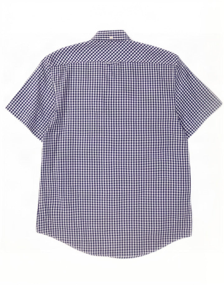 Camicia a maniche corte da uomo Ben Sherman in cotone a quadretti blu navy medio