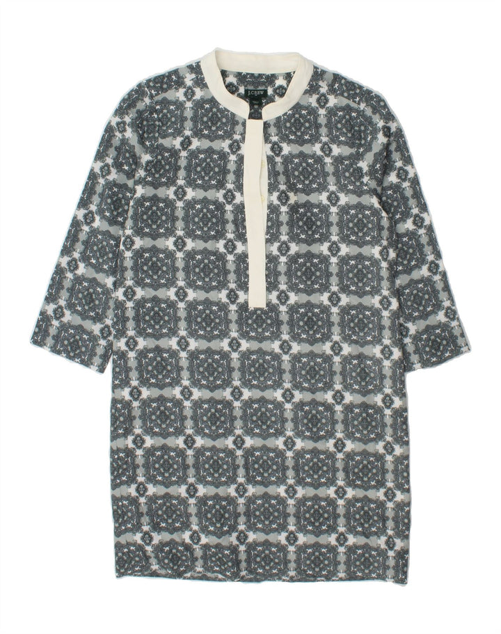 J. CREW Womens 3/4 Sleeve Sheath Dress US 0 XS Grey Geometric Polyester Vintage J. Crew and Second-Hand J. Crew from Messina Hembry 