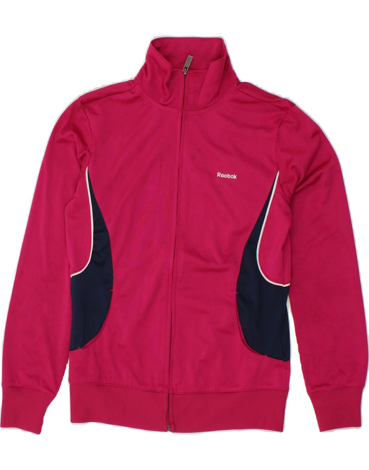 REEBOK Womens Tracksuit Top Jacket UK 8 Small Pink Colourblock Polyester Vintage Reebok and Second-Hand Reebok from Messina Hembry 