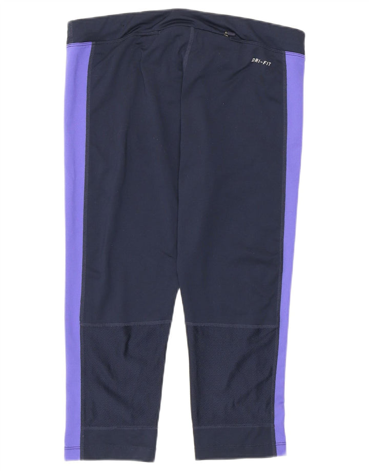 Leggings Nike Dri Fit Capri da donna UK 12 Medium Navy Blue Colourblock