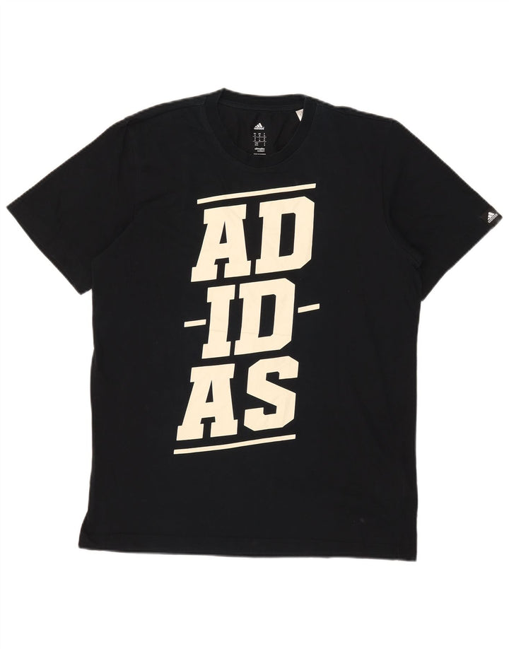 T-shirt grafica Adidas Climalite da uomo in cotone medio nero