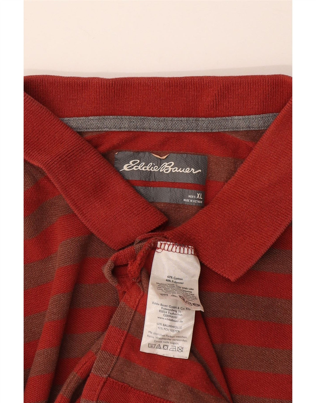 Polo da uomo Eddie Bauer XL in cotone a righe rosse