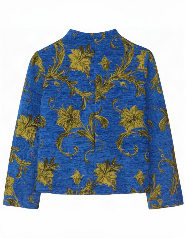 Giacca blazer a 5 bottoni da donna Naracamicie UK 16 grande acrilico floreale blu