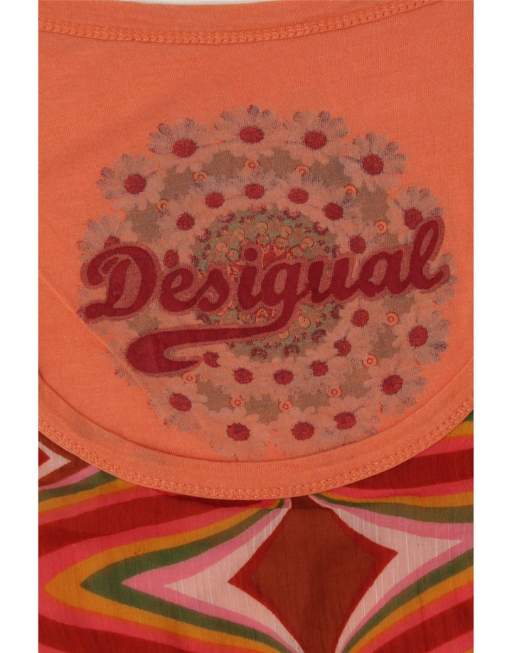 Desigual Gilet grafico da donna Top UK 14 Arancione medio floreale
