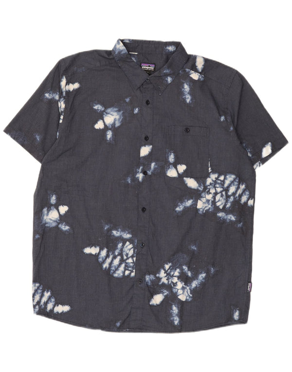Patagonia Camicia da uomo a maniche corte con motivo astratto XL Blu navy hawaiano