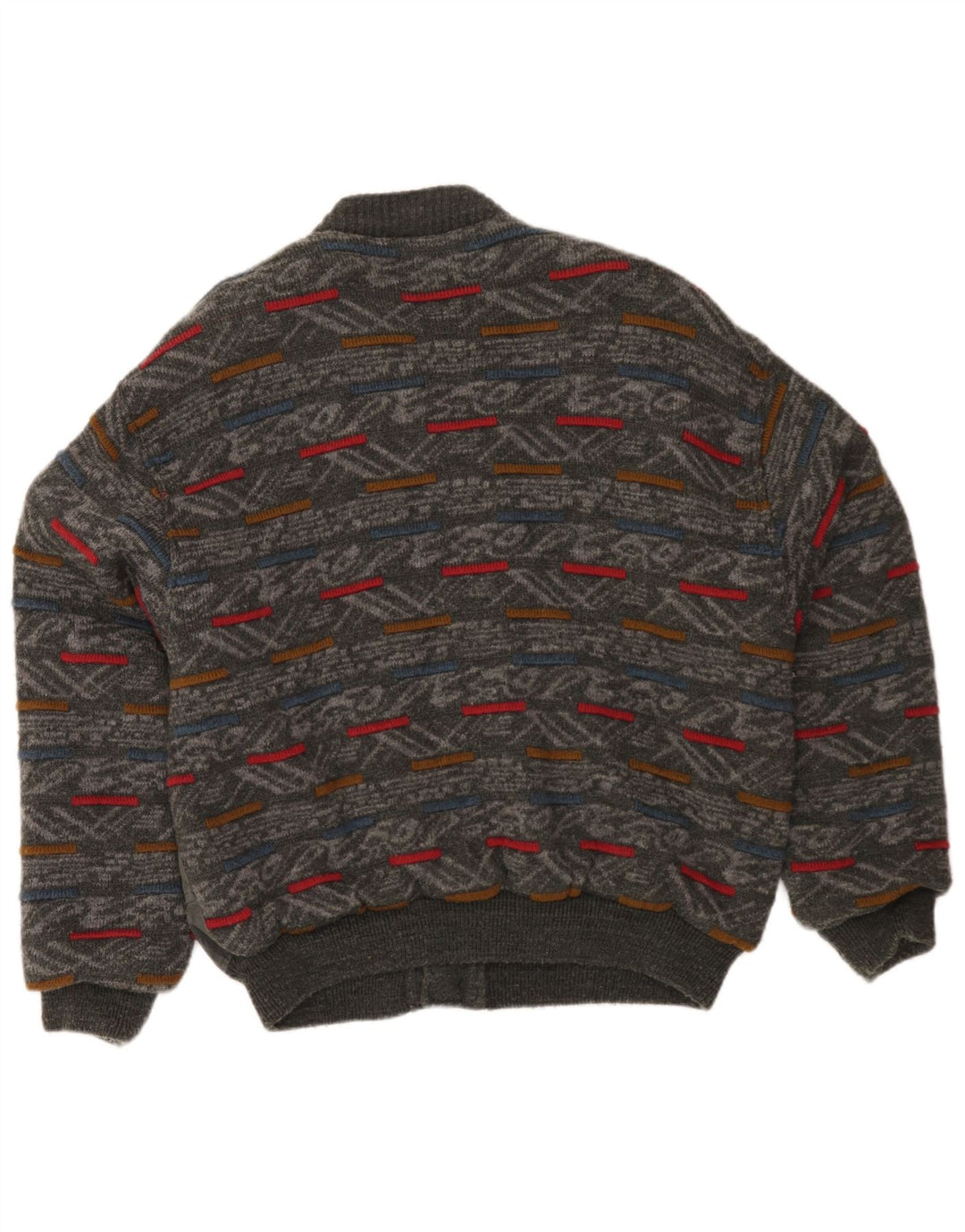 Giubbotto bomber vintage da uomo grande grigio geometrico