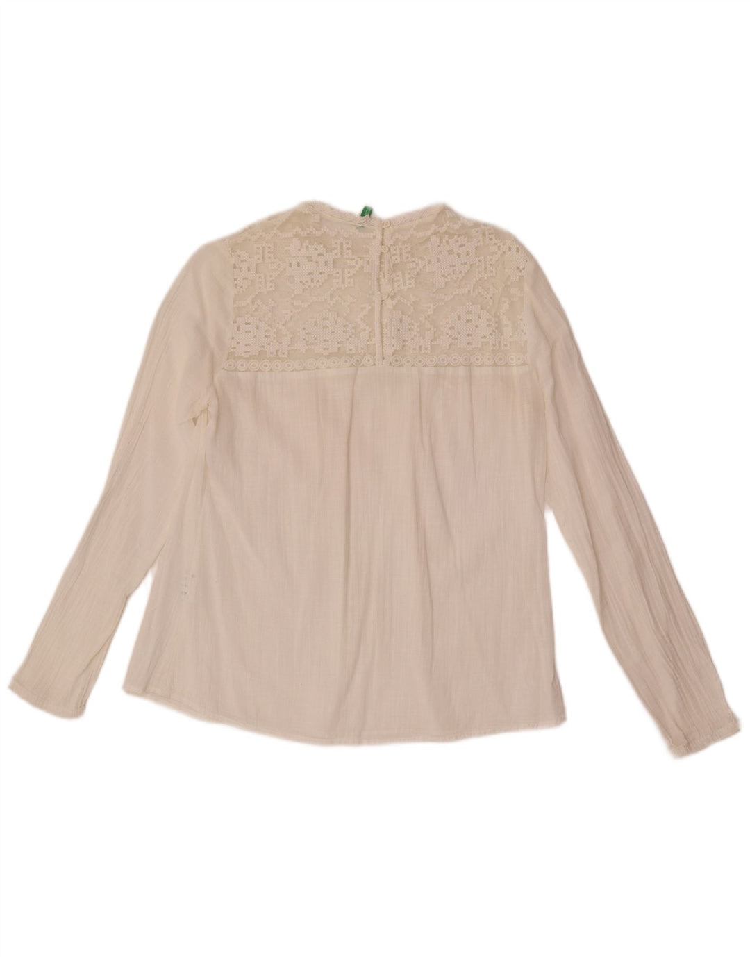 Camicetta a maniche lunghe da donna Benetton Top UK 10 Small Cotone bianco
