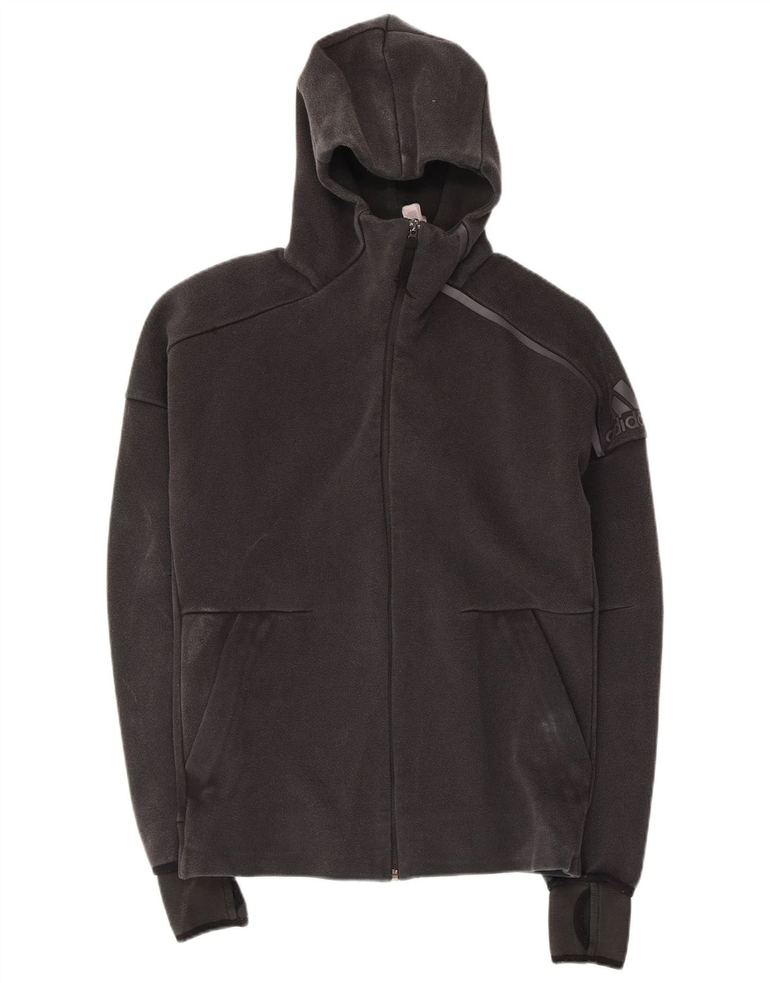Maglione con cappuccio e zip ADIDAS da uomo piccolo in cotone nero