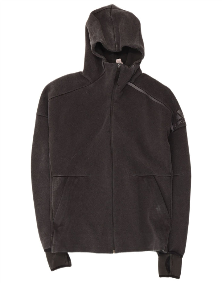 Maglione con cappuccio e zip ADIDAS da uomo piccolo in cotone nero