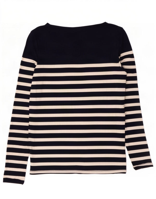 Top da donna a maniche lunghe Oasis UK 14 Large in viscosa a righe blu navy