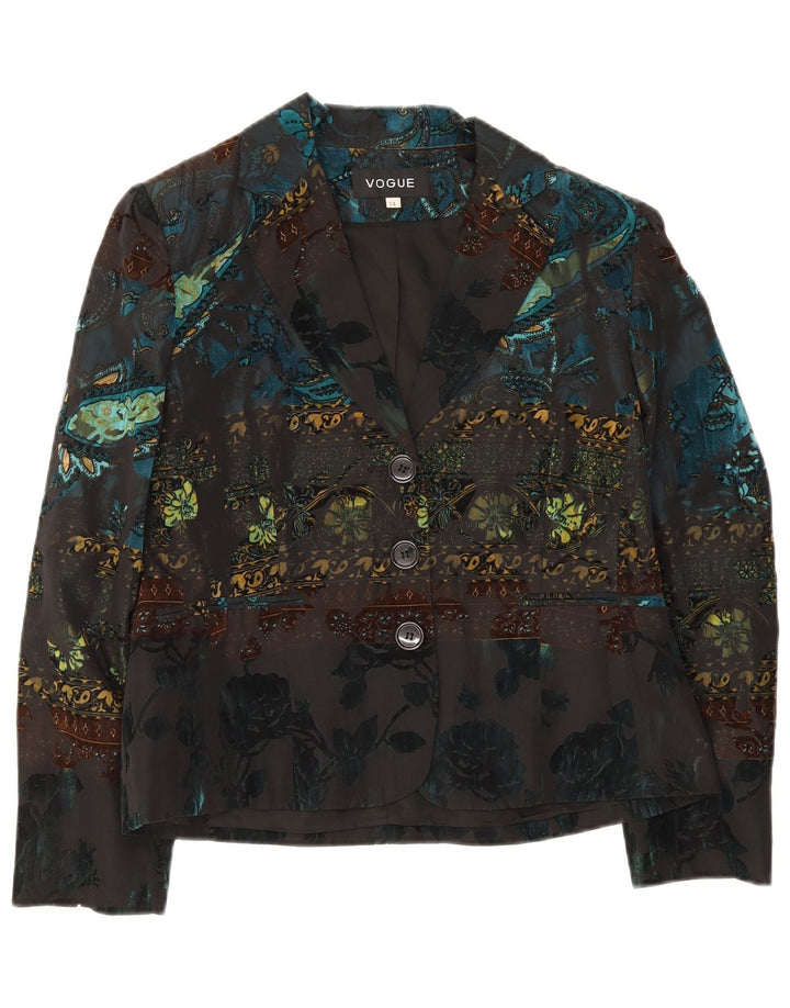Giacca blazer a 3 bottoni da donna Vogue UK 14 grande floreale multicolore