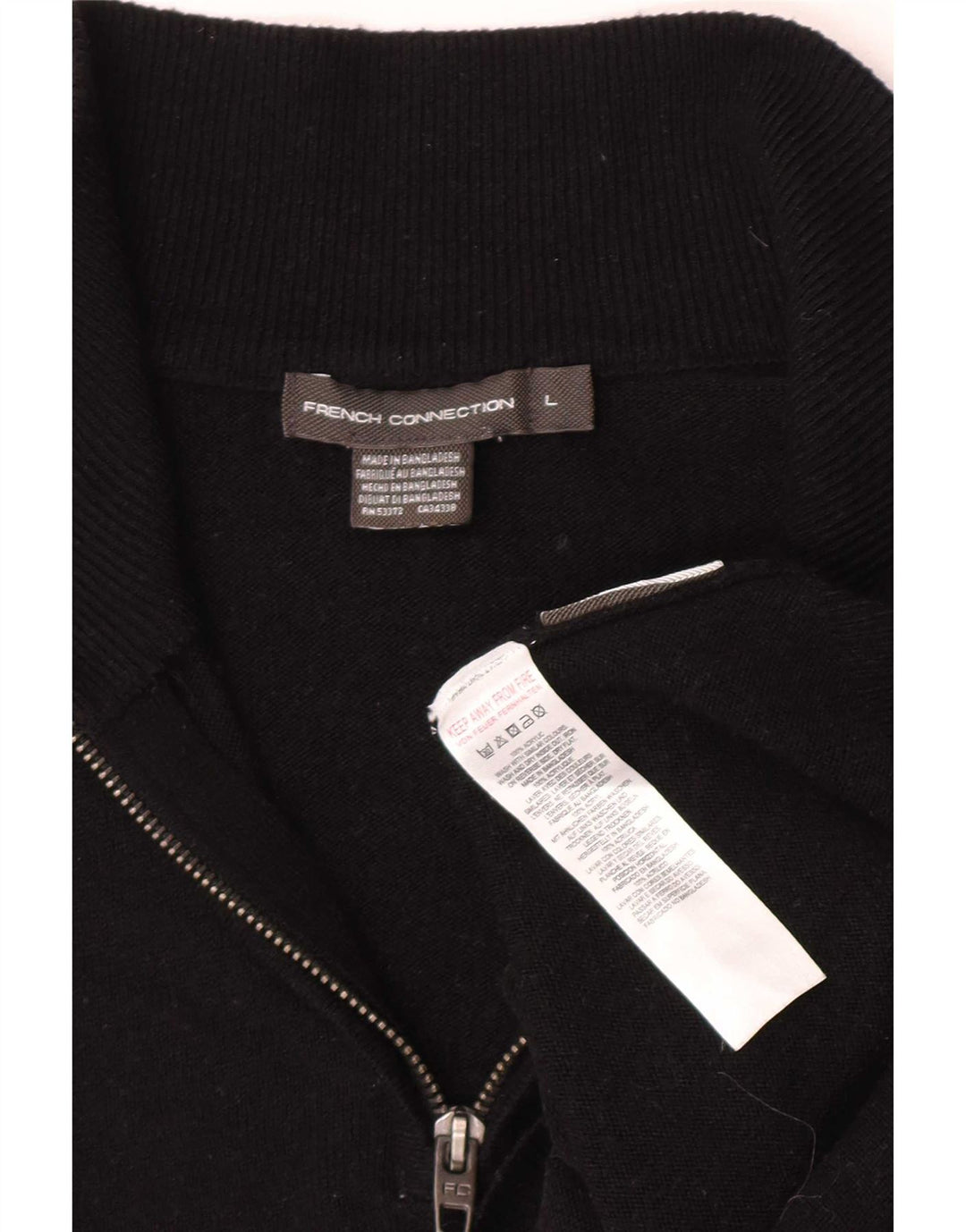 Maglione da uomo con zip e collo con zip French Connection, grande acrilico nero