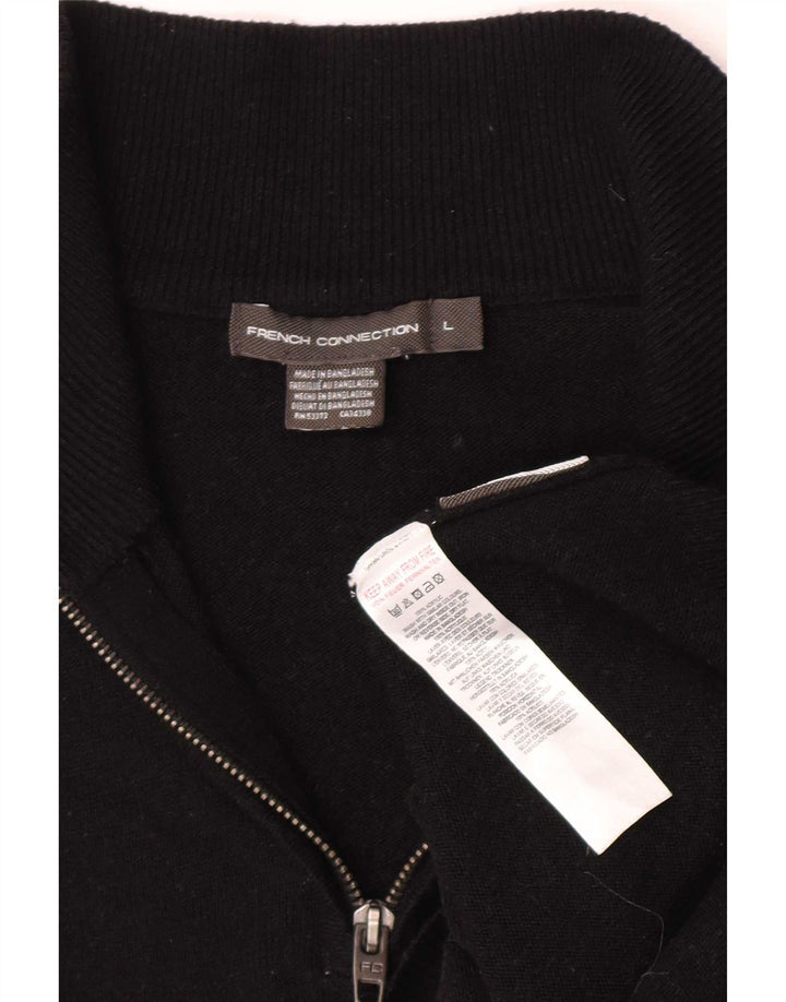 Maglione da uomo con zip e collo con zip French Connection, grande acrilico nero