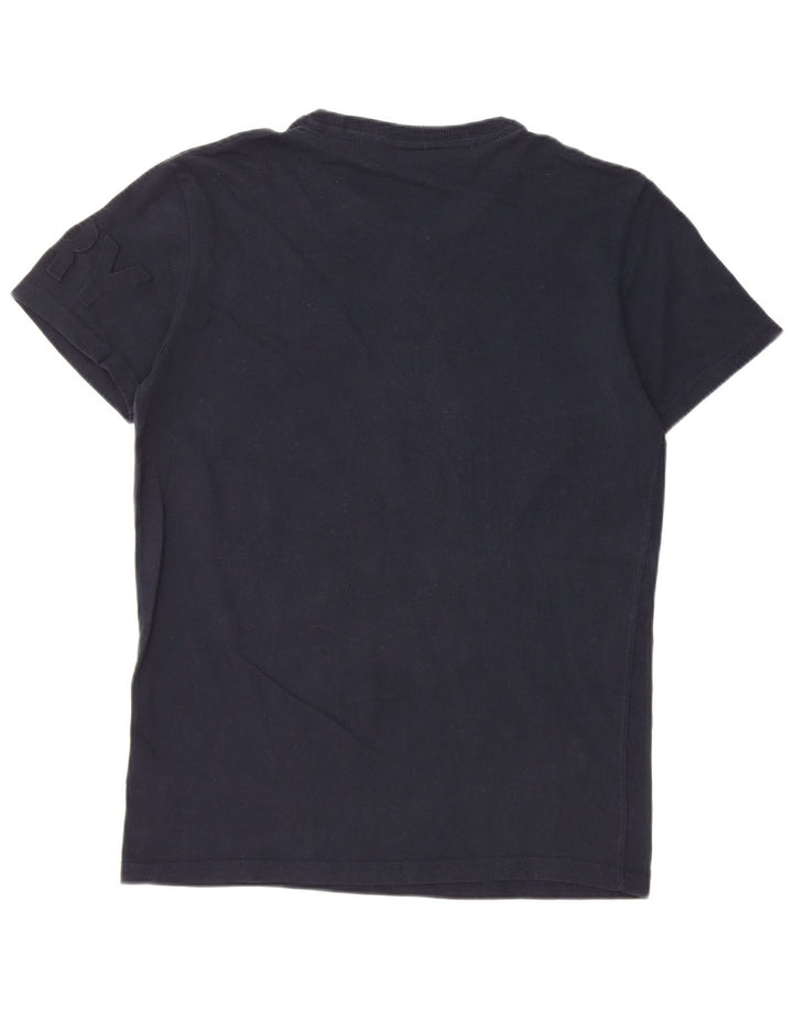 T-shirt grafica da uomo Superdry Top grande in cotone blu navy