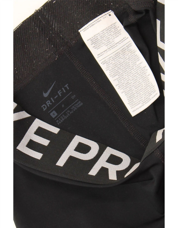 NIKE Pantaloncini sportivi grafici Dri Fit da donna UK 8 piccoli poliestere nero