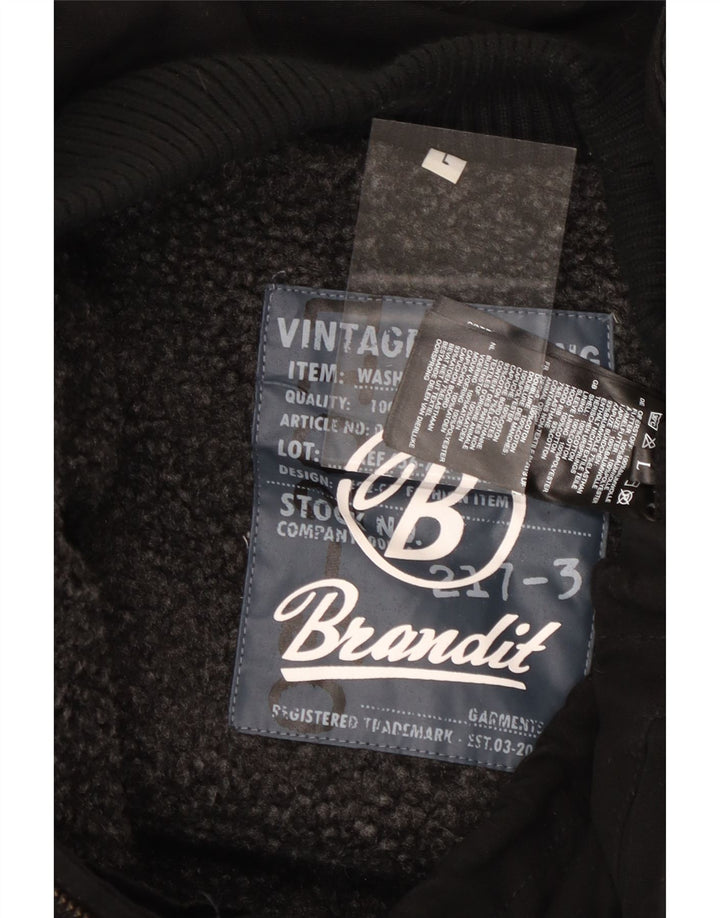 Giacca militare con cappuccio grafica da uomo BRANDIT UK 40 grande poliestere nero