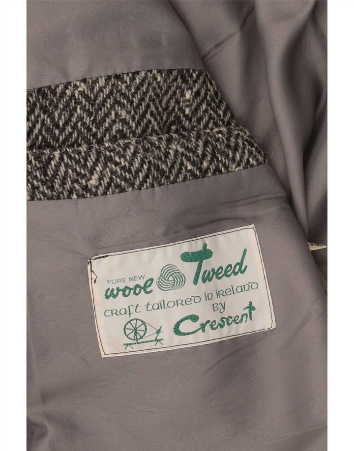 Giacca blazer da uomo a 2 bottoni Crescent UK 38 Lana a spina di pesce grigio medio