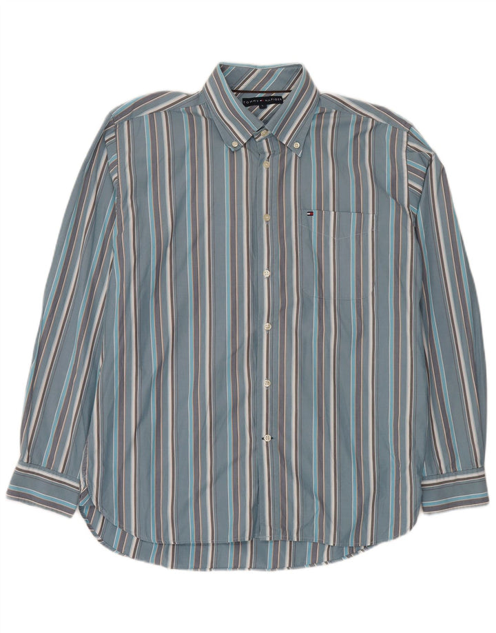 Camicia da uomo Tommy Hilfiger grande cotone a righe blu
