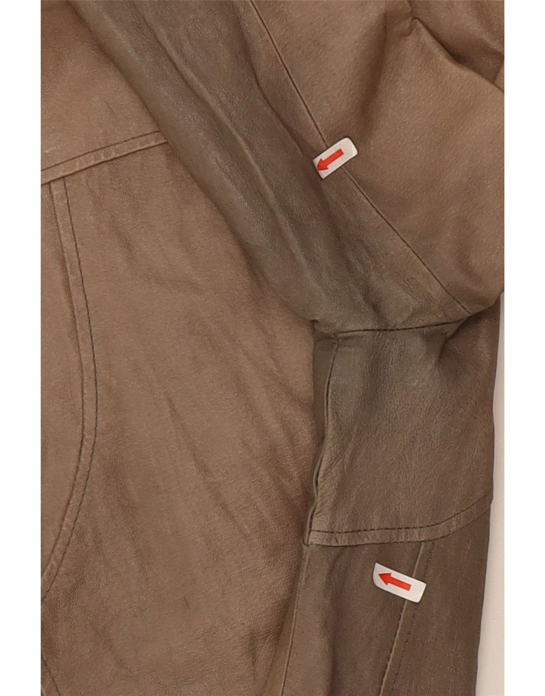 Giacca in pelle corta da donna vintage UK 10 piccola beige