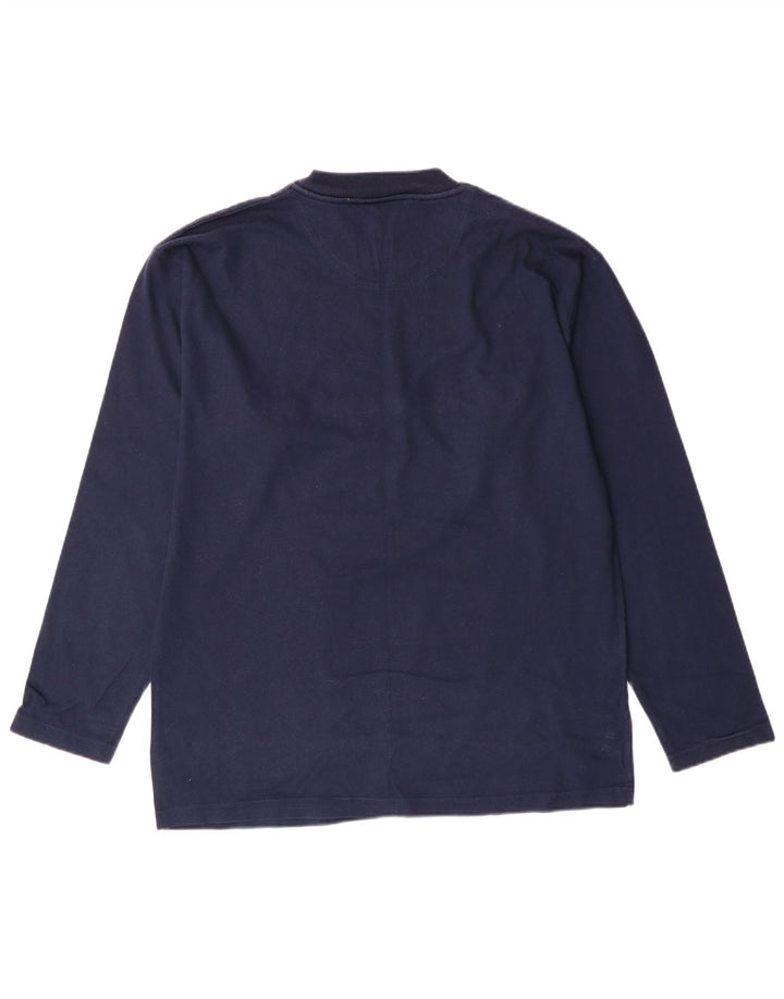 CHAMPION Top grafico da uomo a maniche lunghe in cotone blu navy medio