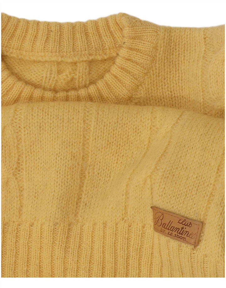 Maglione vintage da uomo girocollo giallo medio