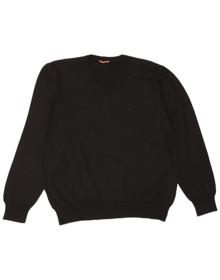 Maglione da uomo con scollo a V Carrera 2XL lana nera