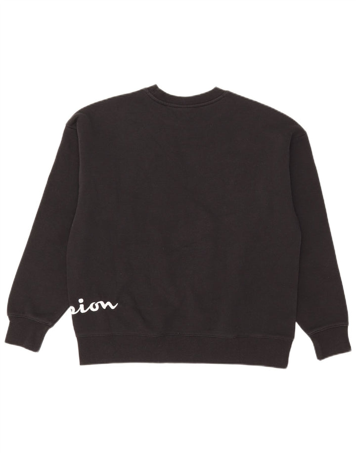 Felpa oversize con grafica da donna Champion, maglione UK 10, piccola, nera