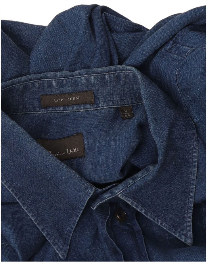 Camicia da uomo Massimo Dutti XL Lino blu navy