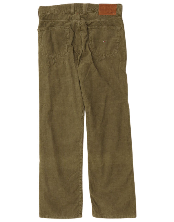 Pantaloni dritti in velluto a coste da uomo Tommy Hilfiger W34 L32 cotone verde