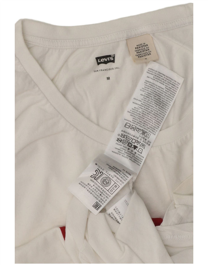 LEVI'S Canottiera grafica da donna UK 14 Cotone bianco medio