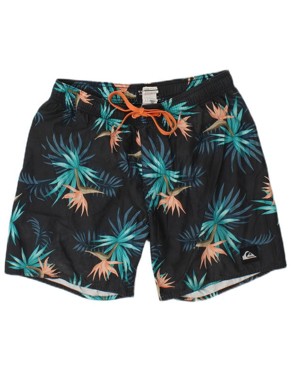 Quiksilver Mens Swimming Shorts Medium Navy Blue Floral Polyester