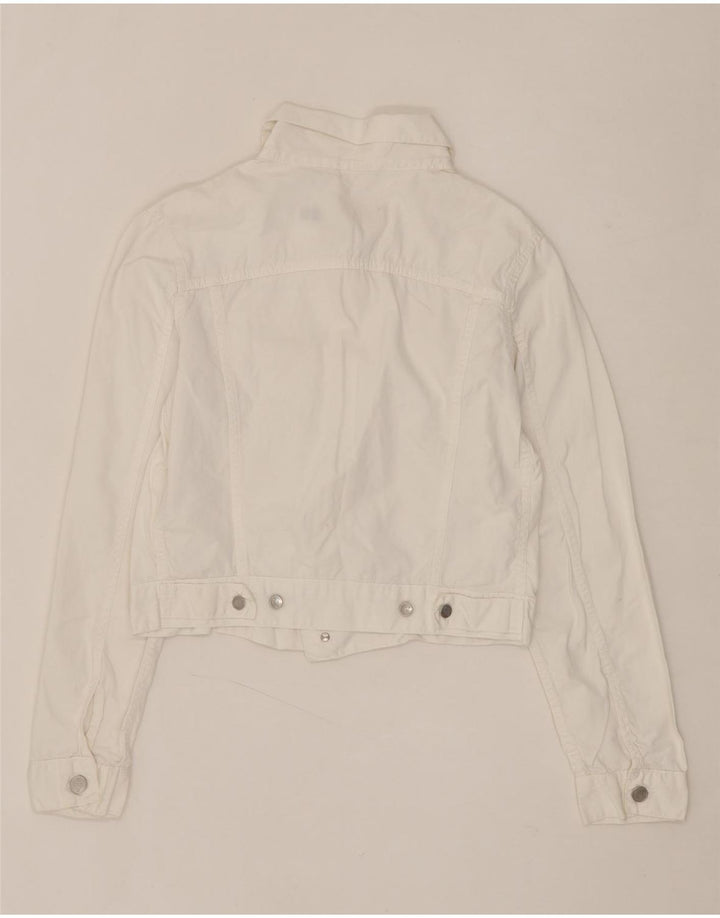 UNLIMITED Womens Crop Bomber Jacket UK 14 Large White Cotton Vintage Unlimited and Second-Hand Unlimited from Messina Hembry 