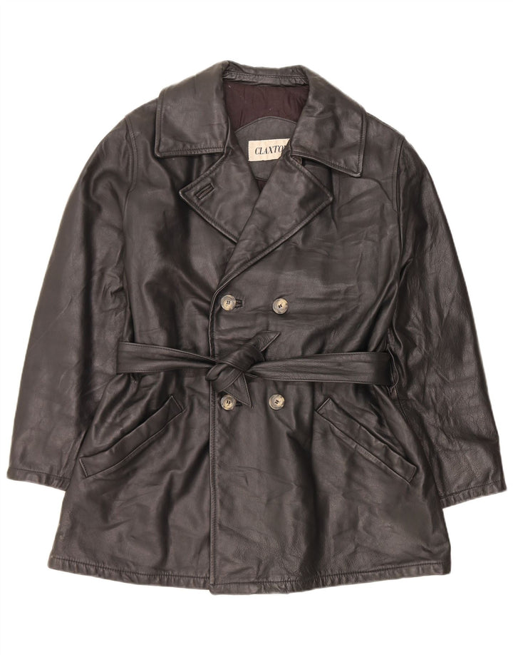 Giacca in pelle vintage da uomo IT 46 piccola nera