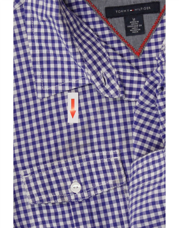 Camicia da donna Tommy Hilfiger UK 12 cotone a quadretti blu medio