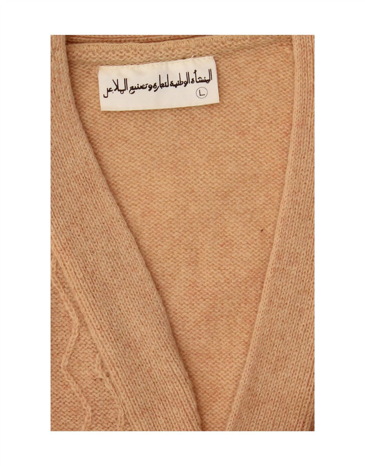 Maglione cardigan da uomo vintage grande Chevron beige