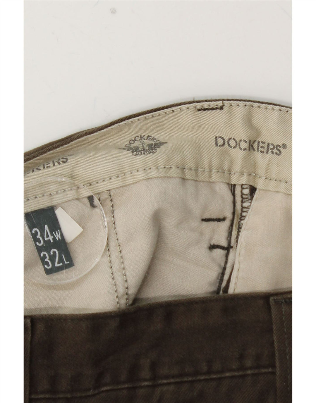 DOCKERS Pantaloni chino dritti da uomo W34 L32 in cotone marrone