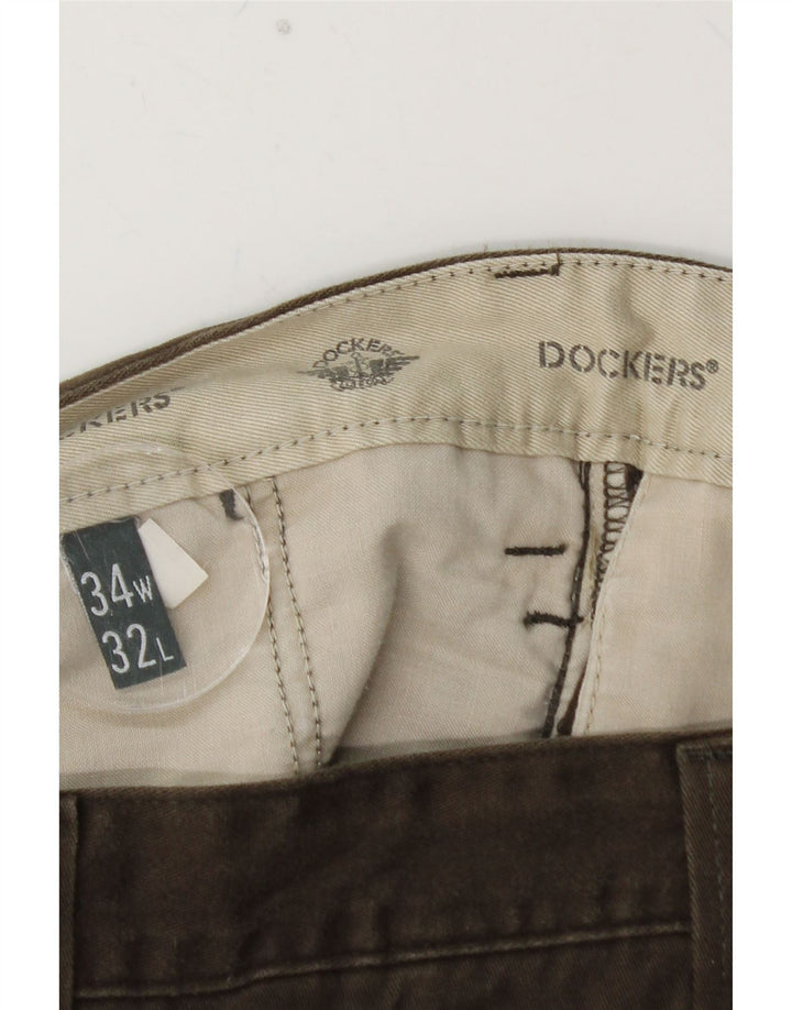 DOCKERS Pantaloni chino dritti da uomo W34 L32 in cotone marrone