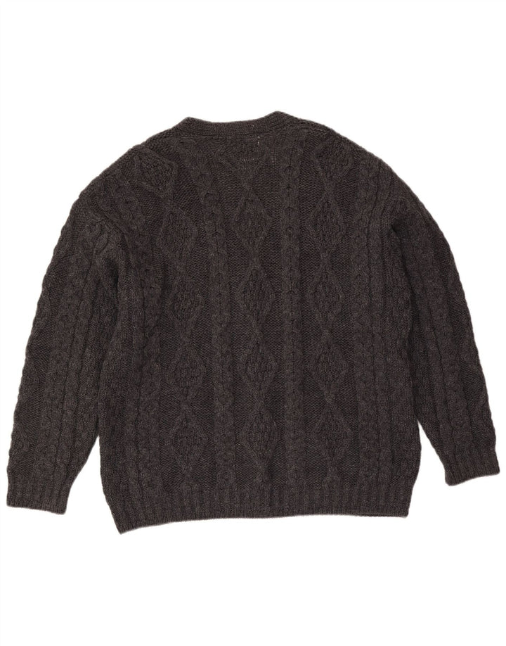 Maglione cardigan da uomo Aran Crafts grande lana grigia