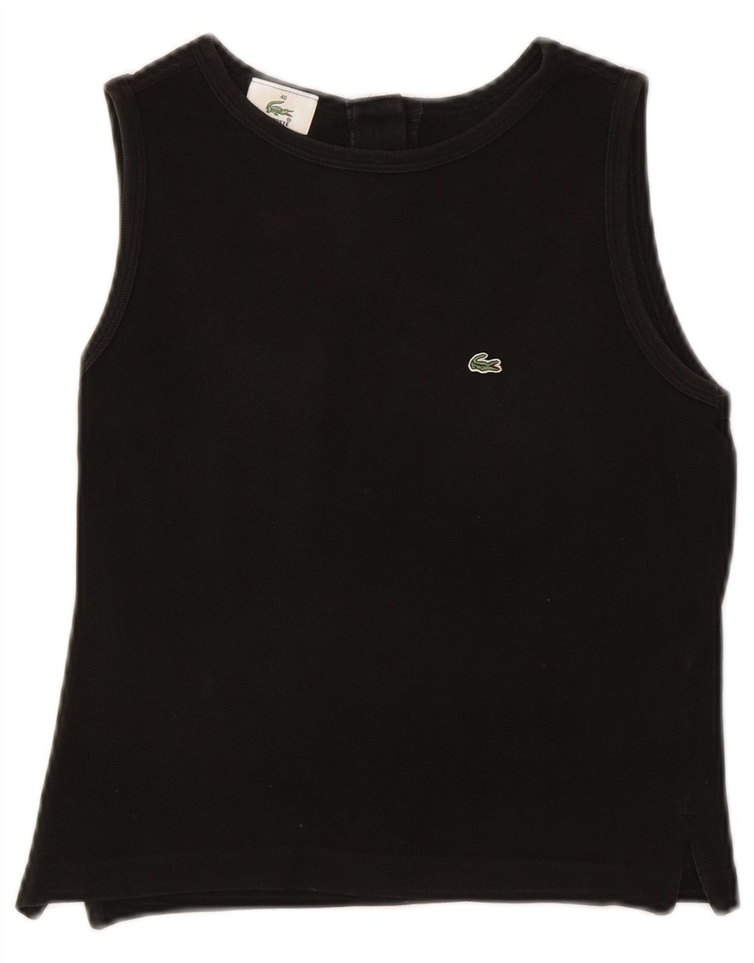 LACOSTE Womens Vest Top Size 40 Medium Black Cotton