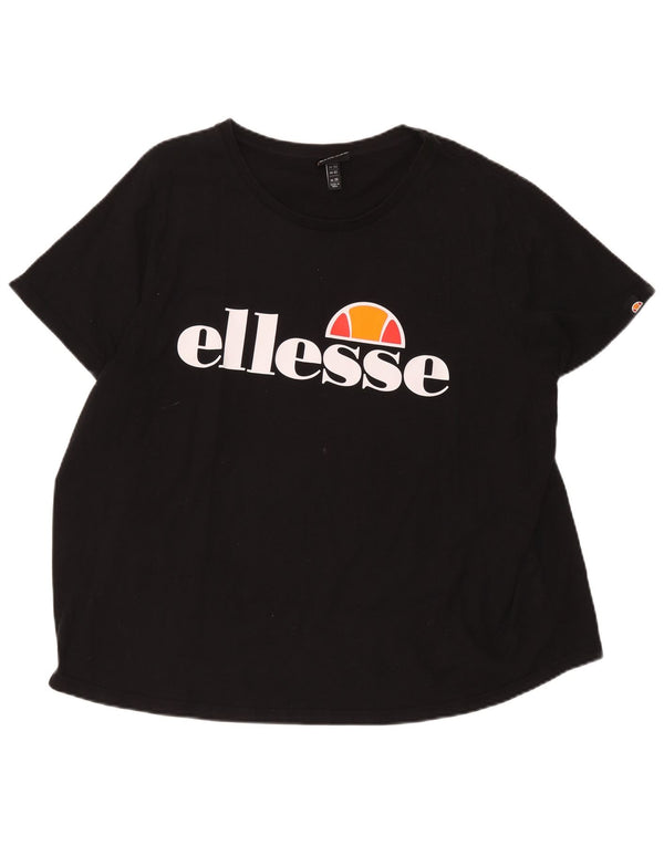 T-shirt grafica da donna Ellesse Top UK 26 5XL cotone nero