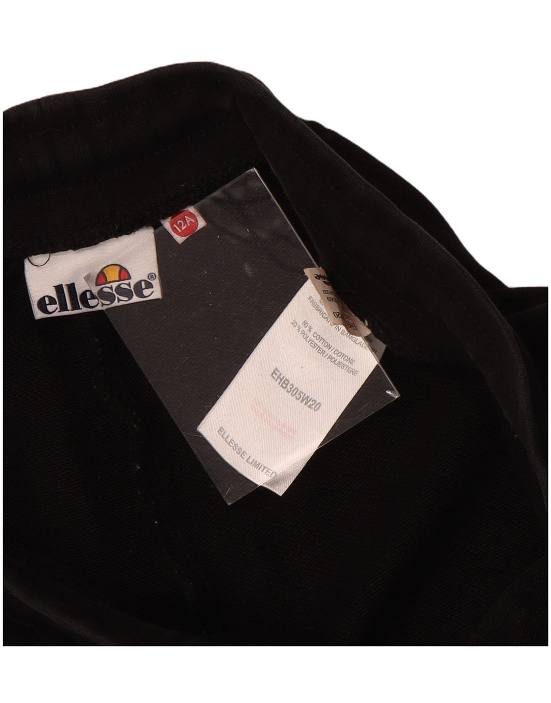 ELLESSE Pantaloni da tuta con grafica da ragazzo Joggers 11-12 anni in cotone nero