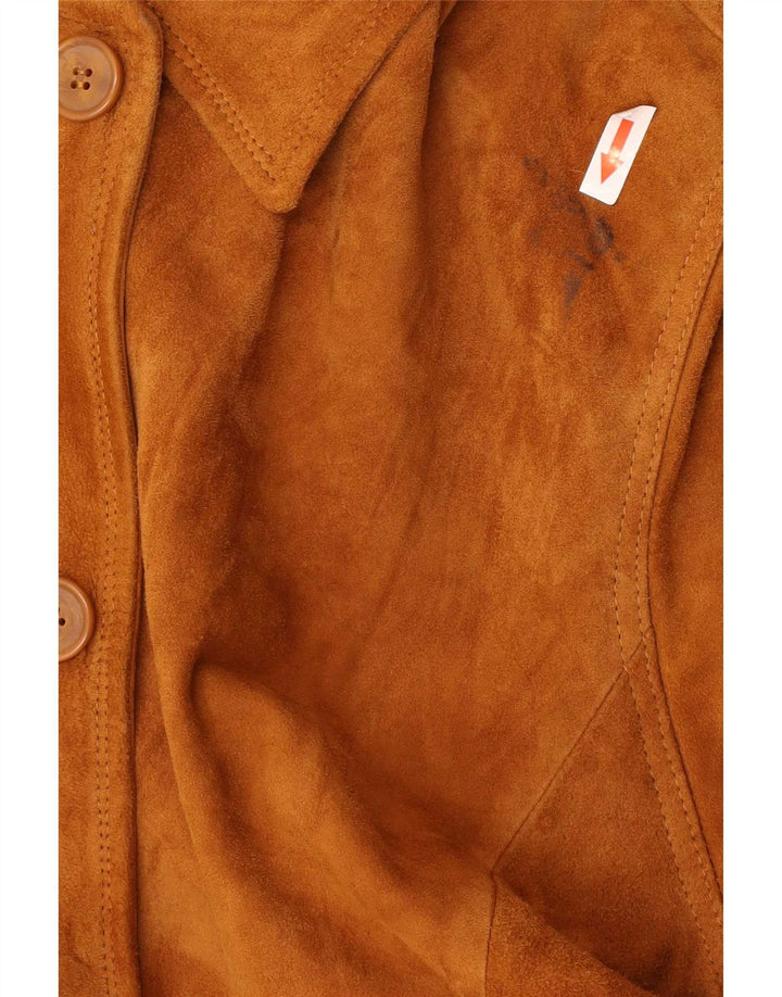 Giacca vintage in pelle scamosciata da donna IT 42 in pelle marrone medio