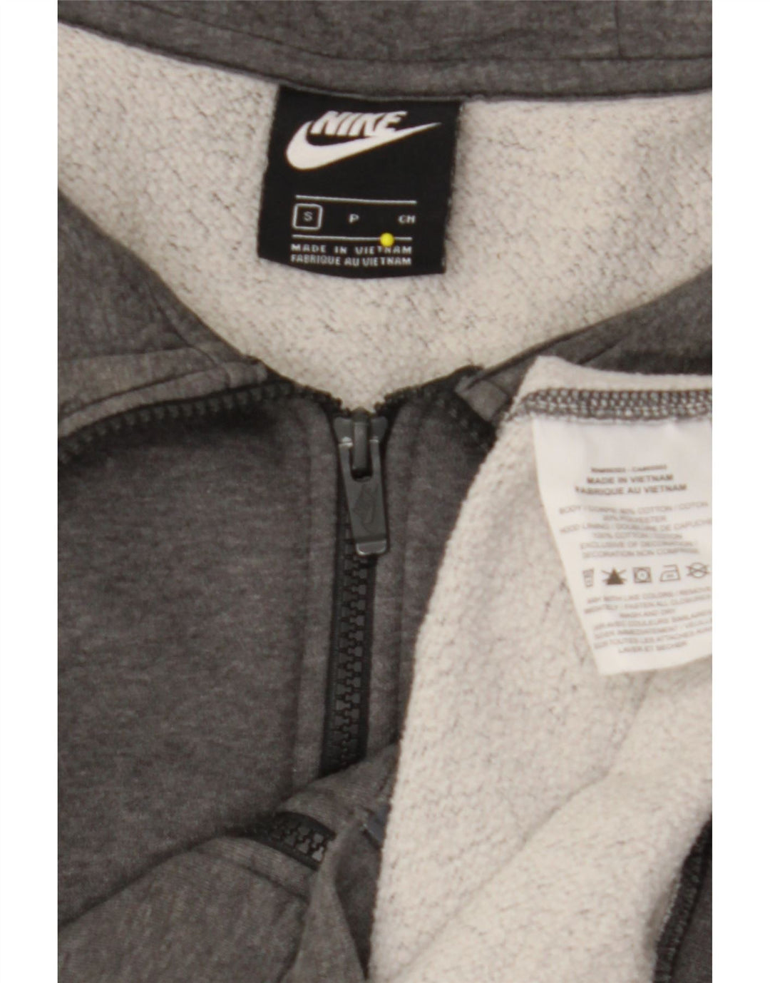 Maglione con cappuccio e zip da uomo NIKE piccolo in cotone grigio