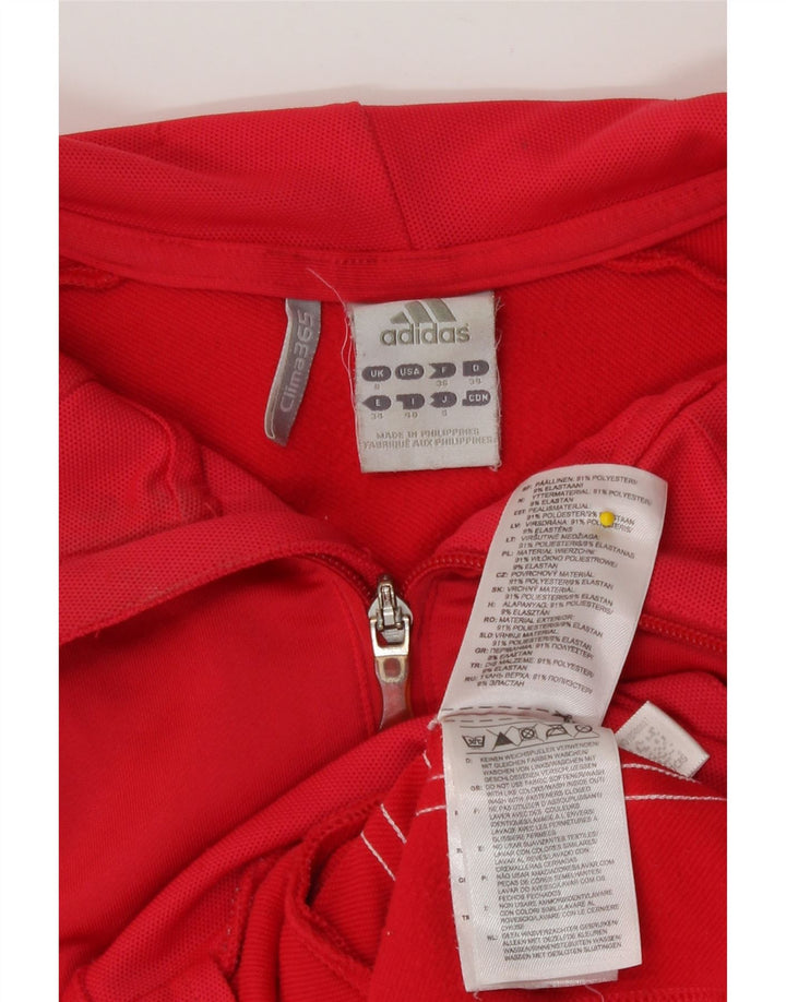 Maglione con cappuccio e zip Adidas Clima 365 da donna UK 8 piccolo poliestere rosso