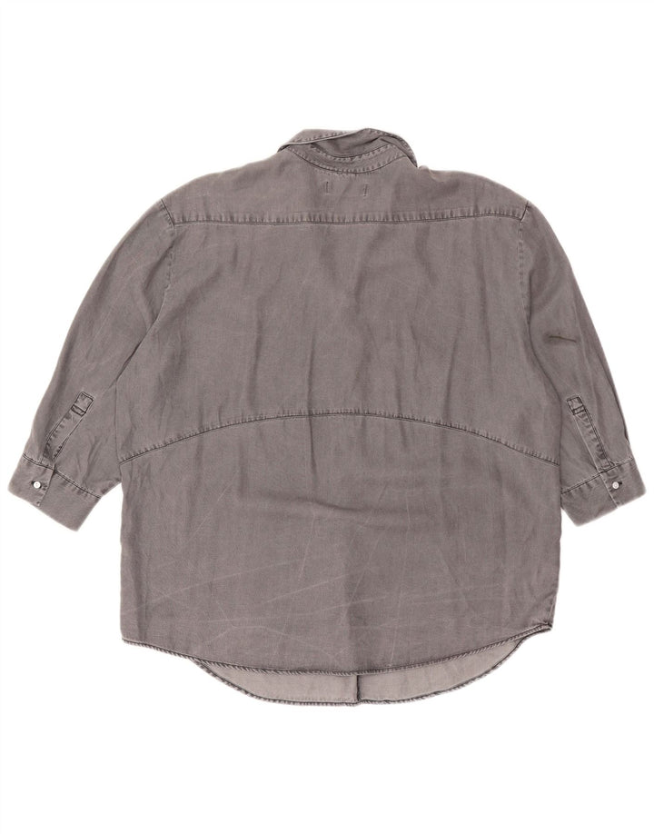 Maglia pullover con maniche a 3/4 vestibilità ampia da donna Zara UK 14 Grigio medio