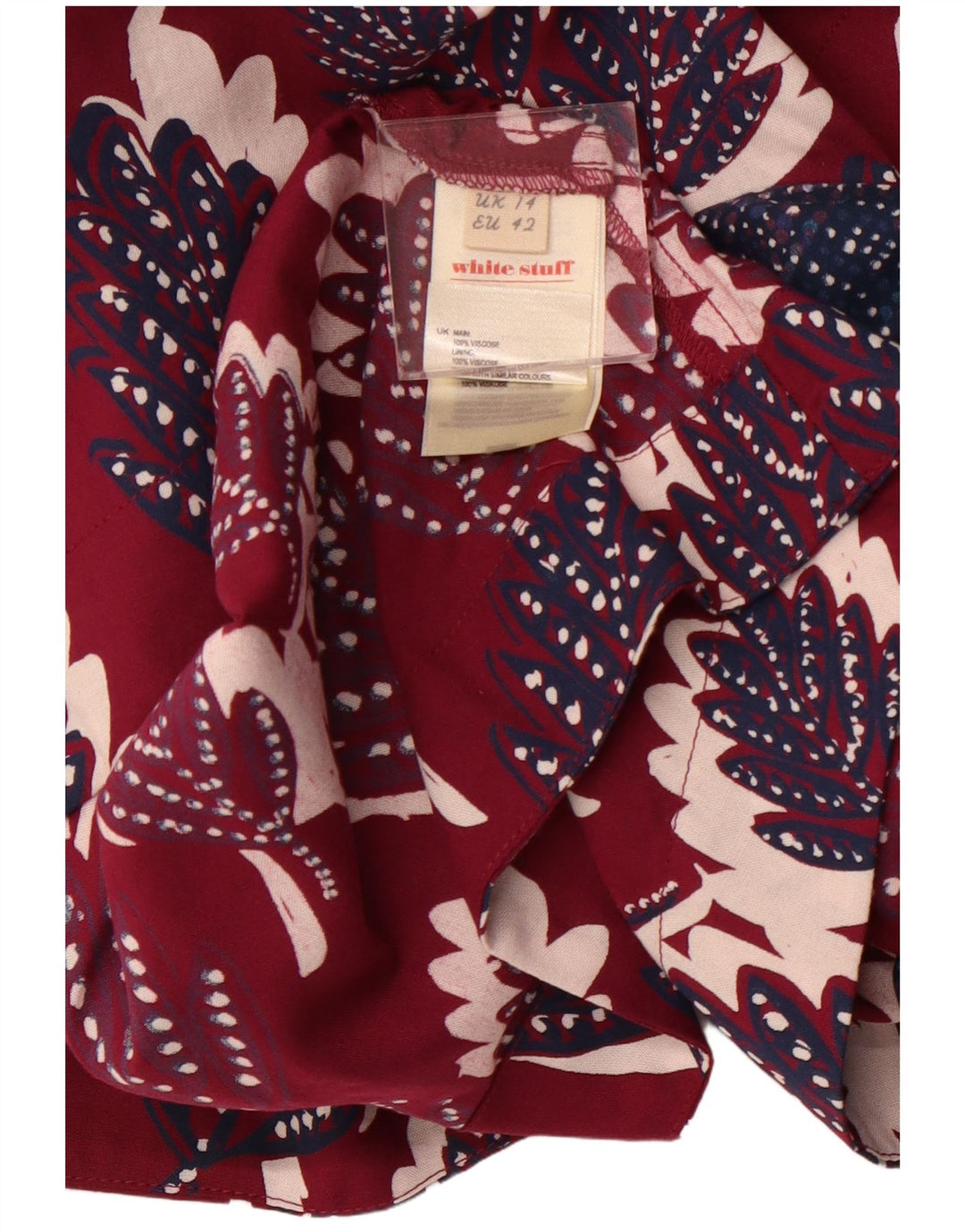 WHITE STUFF Gonna a trapezio da donna UK 14 Grande W34 Viscosa floreale rosa